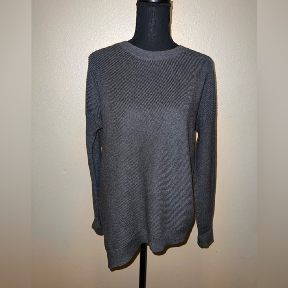 Athleta Rest Day Ribbed Asymmetrical Sweater in Gray size small